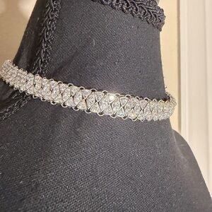 Crystal Pavé Silver-Tone Choker Necklace - Sparkling Clear Rhinestones
